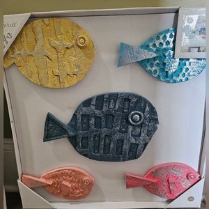 Bnwt Colorful Fish Wall Decor